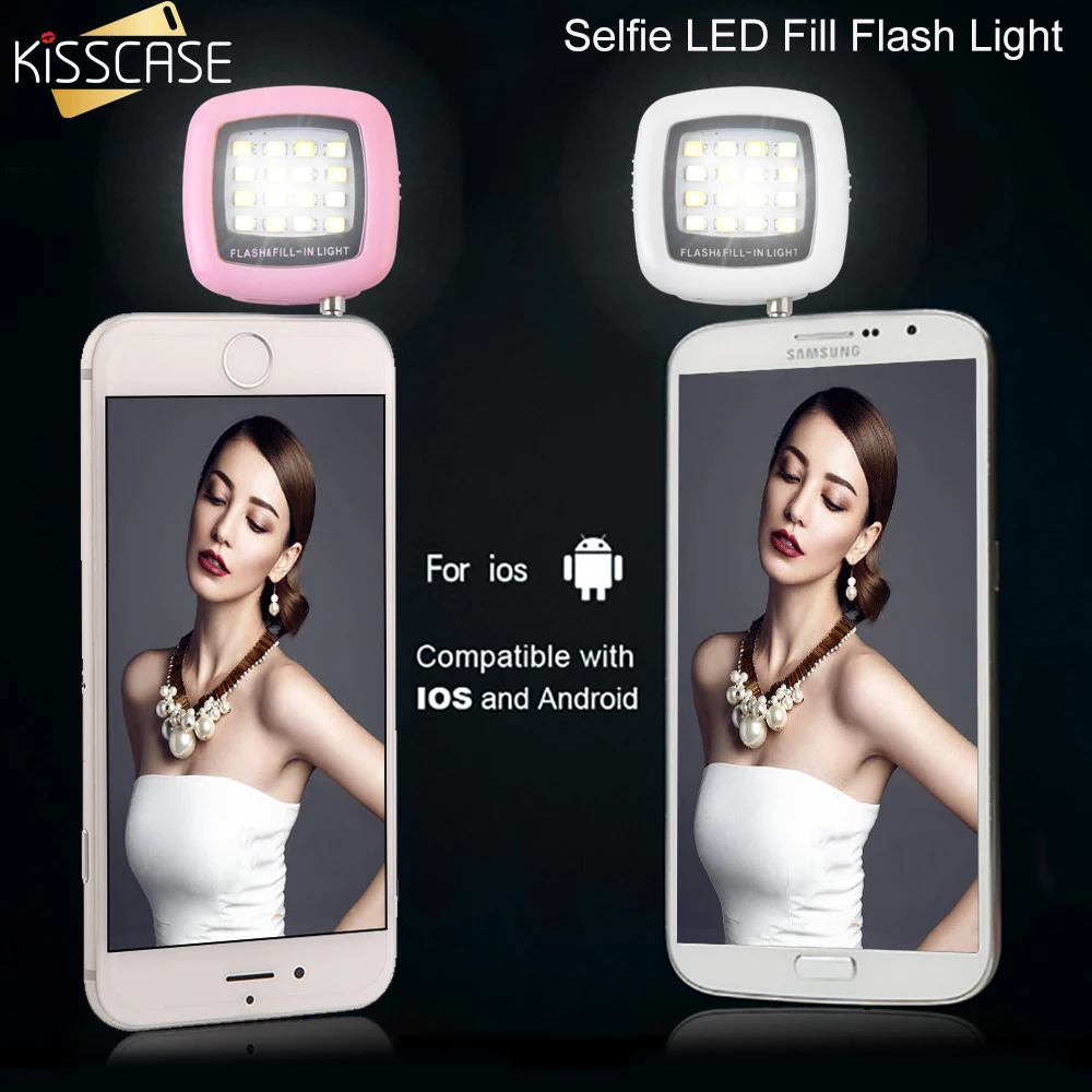KISSCASE 16 Светодиодный вспышка для селфи портативный мобильный телефон лампа Фото