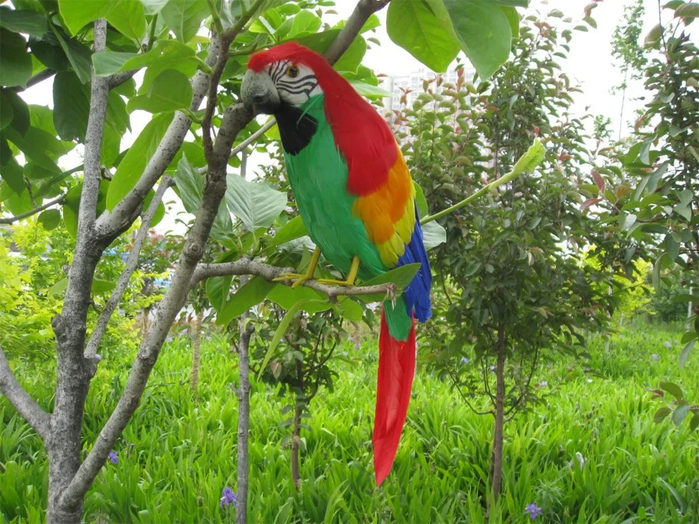 

large 40cm green&red coloured feathers parrot model,artificial bird polyethylene&feathers handicraft,home decoration gift