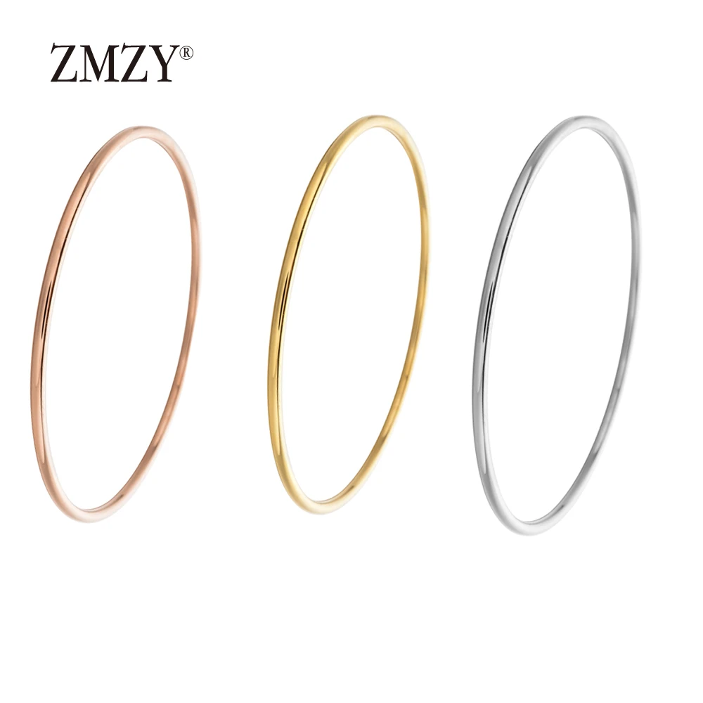 

ZMZY Stainless Steel Classic Round Single Circle Bangle Simple Closed Thin Wire Charm Bracelets for Women Jewelry Gift