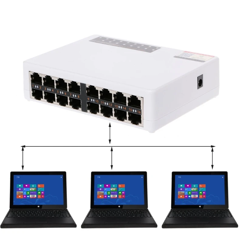 Мини-16-Порты и разъёмы 10/100 Мбит/с Fast LAN Ethernet сетевой коммутатор gigabit хаб настольное адаптер Горячий