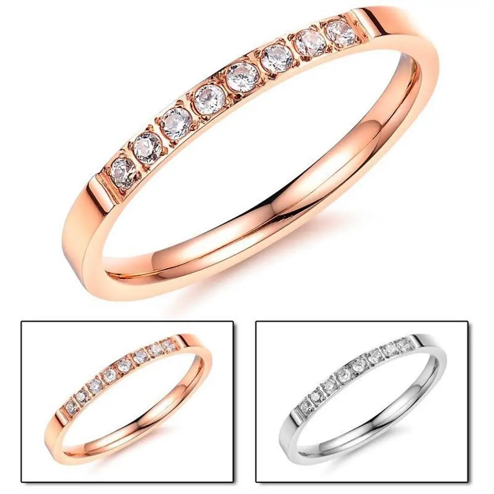 Женская мода Bling однорядное кольцо на палец из горного хрусталя Свадебные
