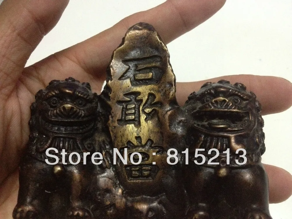 

wang 000173 Exquisite Collectibles Tibet brass bronze lion statue Sculpture Carvings Amulet