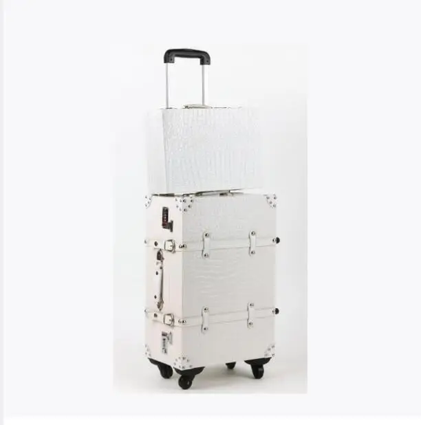 luggage and smallbag CARRYLOVE 2" 24" 2" дюймов с узором «крокодиловая кожа», винтажный чемодан на колесиках, кожаная сумка для женщин - Цвет: luggage and smallbag