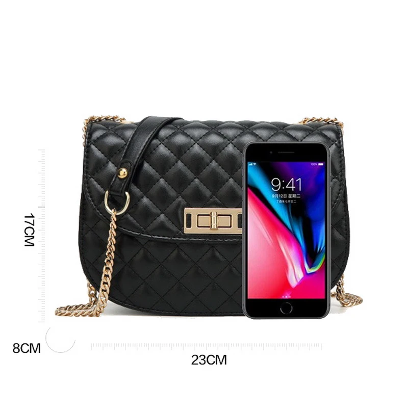 

Ansloth New Classic Plaid Chain Bag Simple Women's Mini Shoulder Bag Crossbody Bag Fashion PU Leather Flap Bag For Women HPS160