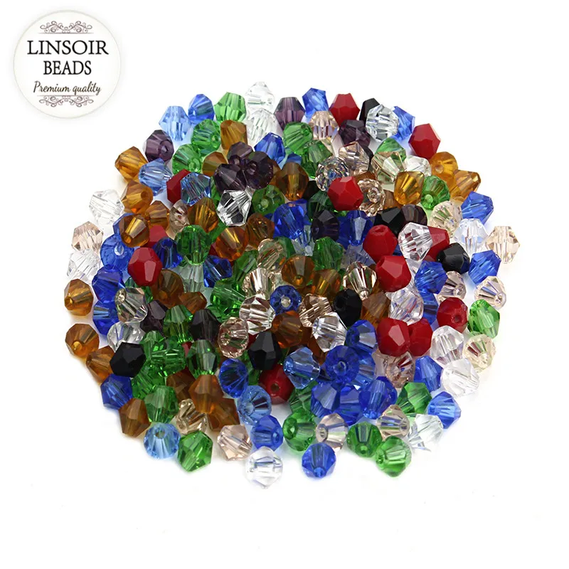 LINSOIR 200 шт./лот смешанные цвета 4 мм граненые биконовые Хрустальные Бусины