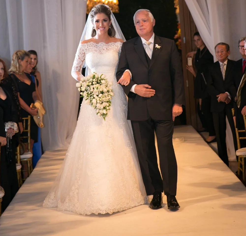 ТРАПЕЦИЕВИДНОЕ свадебное платье 2016 Новое поступление на молнии с аппликацией