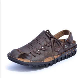 Summer new cowhide leather men's fashion casual sandals | Обувь
