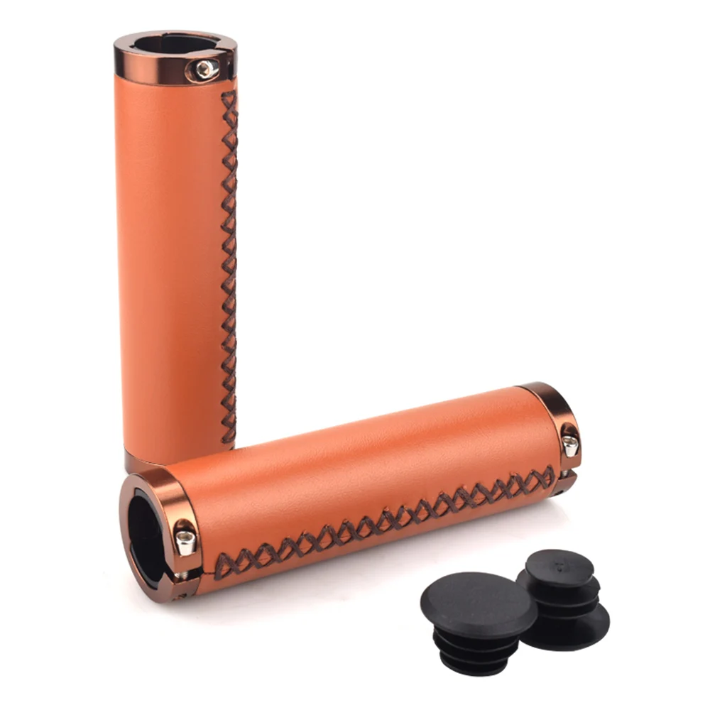02 Brown Упоры для рук на руль велосипеда MTB bmxроуд Велоспорт Руль Ручки противоскользящие ПУ кожа Упоры для рук на руль велосипеда замок для горного велосипеда на руле ручки - Цвет: 02 Brown