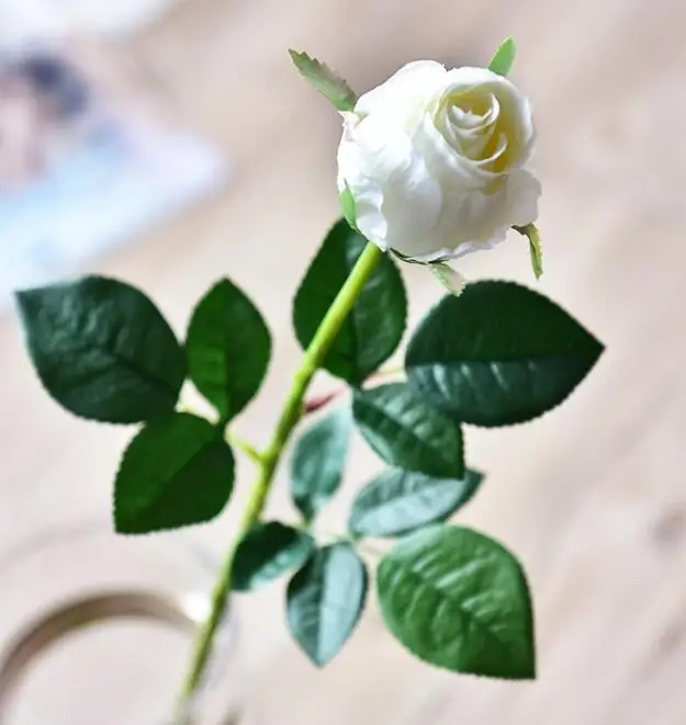 white rose 24 шт./лот!, супер высокая имитация, настоящее прикосновение, искусственные розы, свадебные декоративные увлажняющие фетровые латексные розы - Цвет: white rose