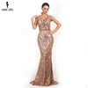 rosegold Missord, сексуальное женское платье с v-образным вырезом, длинное, без рукавов, с блестками, Ретро стиль, с геометрическим рисунком, с открытой спиной, макси, элегантное, светоотражающее платье FT18726 - Цвет: rosegold