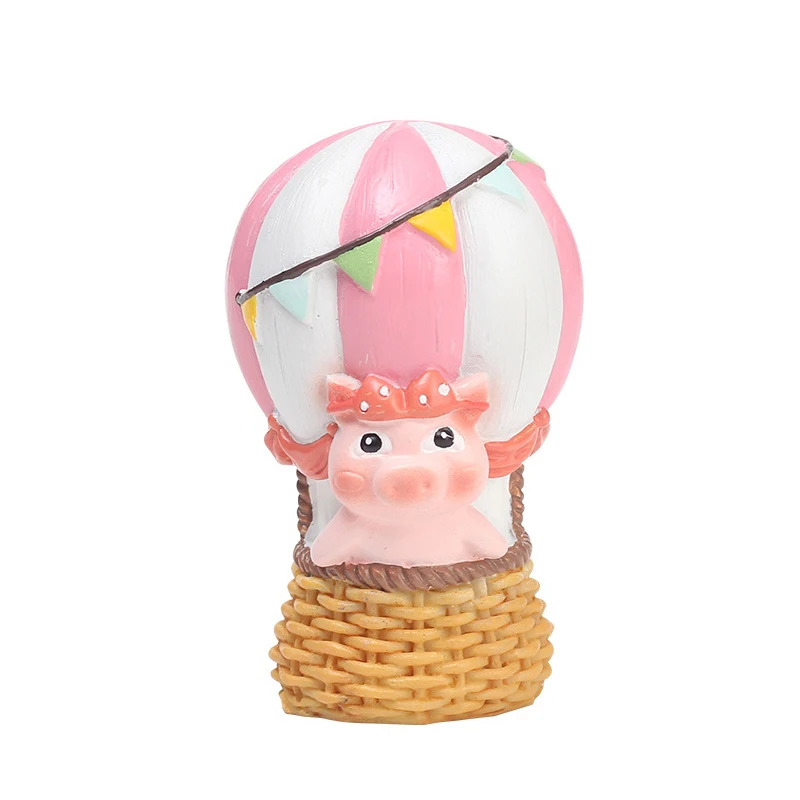 Pig Новая смола Мини милый воздушный шар Единорог кролик слон статуя украшение скульптура домашний офис стол украшение для торта игрушка подарок - Цвет: Pig