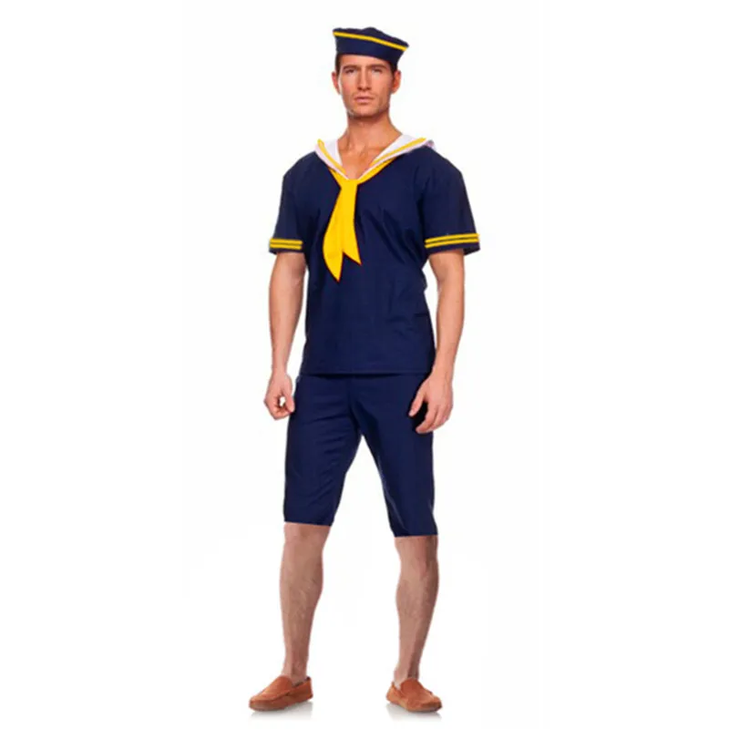 Adults Men Blue Sailor Cosplay Gentleman Navy Performance Costumes Uniform Party Decoration Costume Christmas Halloween|Праздничные
