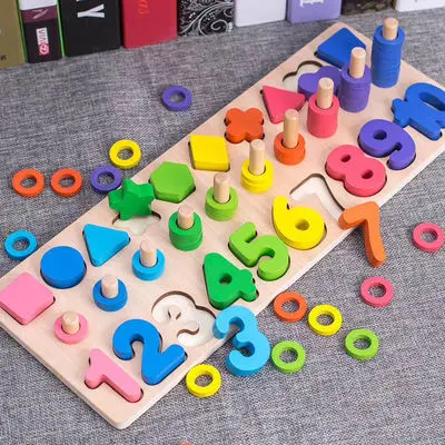 Style 7 Фон с изображением деревянного просвещение образовательный строительные блоки сборка "сделай сам" развивающие игрушки Детские Для мальчиков и девочек математические игрушки Монтессори математика игра - Цвет: Style 7