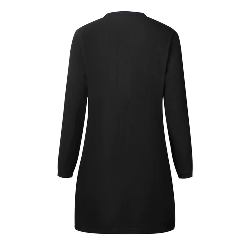 Женское пальто с длинным рукавом однотонный Свободный кардиган круглым вырезом