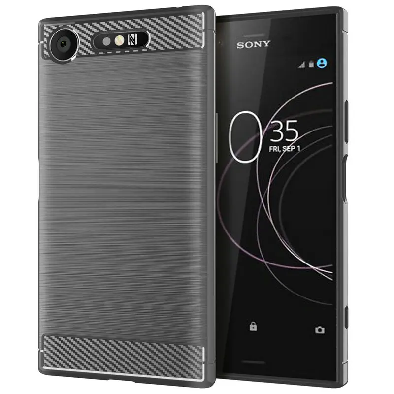 Для sony Xperia XZ1 чехол Силиконовый прочный армированный из углеродного волокна