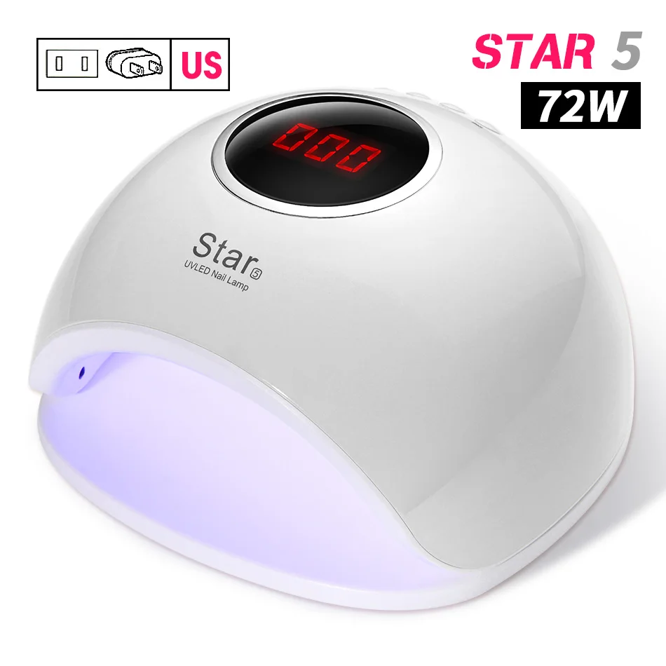 72W White US Plug УФ-светодиодный светильник ViiNuro для ногтей, Сушилка для ногтей, светильник для маникюра, 66 Вт, умный ЖК-дисплей для всех видов гель-лаков, инструменты для дизайна ногтей - Цвет: 72W White US Plug