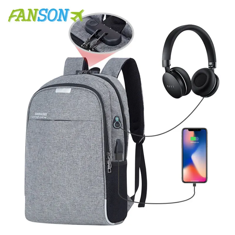 Женский рюкзак для ноутбука FANSON с USB зарядкой и защитой от кражи|Мужские рюкзаки| |