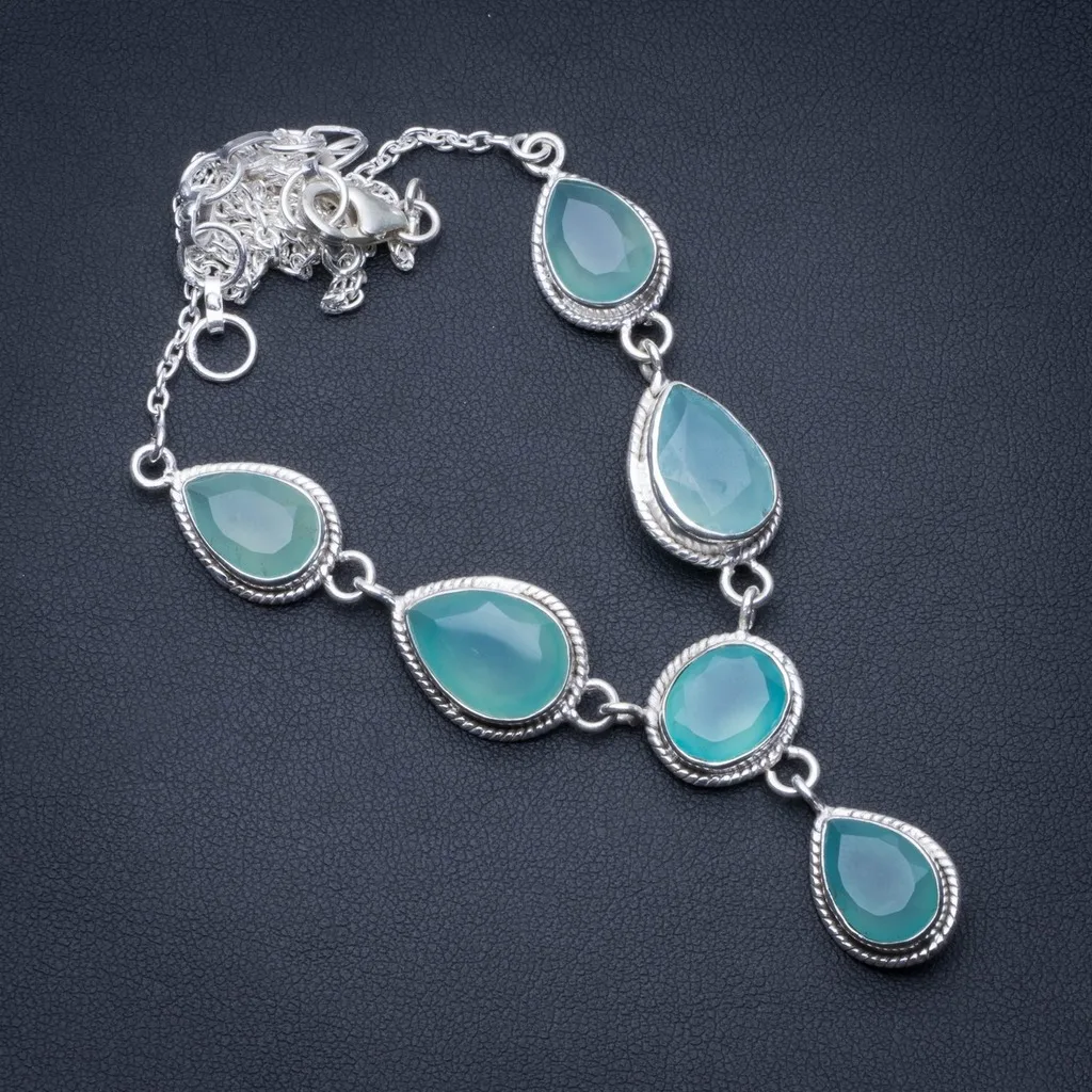 

Natural Chalcedony 925 Sterling Silver Y-Shaped Necklace 18 3/4" R2686