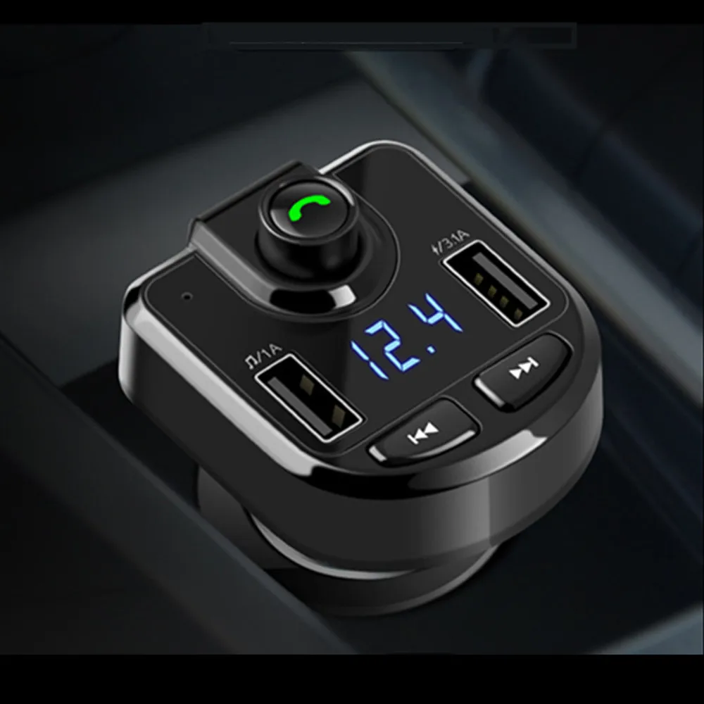 Автомобильный Bluetooth fm-передатчик, беспроводная гарнитура, аудио приемник, Автомобильный светодиодный MP3-плеер 2.1A, двойное USB быстрое зарядное устройство, автомобильные аксессуары