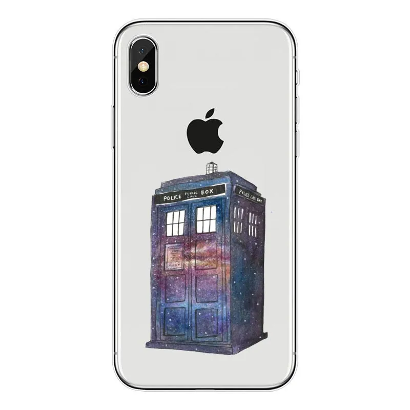 Прозрачный силиконовый мягкий ТПУ чехол Tardis Box Doctor Who для iPhone 6 7 8 Plus 11 12 Pro Mini X XR