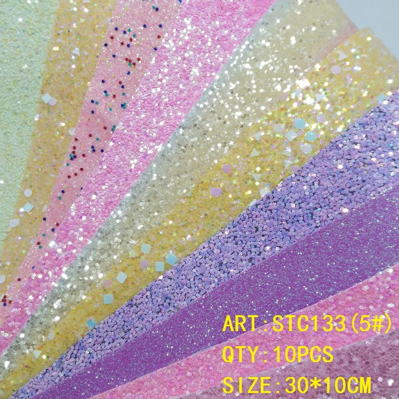 Прозрачный запас 1 комплект(10 шт.) 30X10 см Alisa Glitter Cuero Sintetico блестящая кожа для DIY аксессуары для волос ремесло STC133
