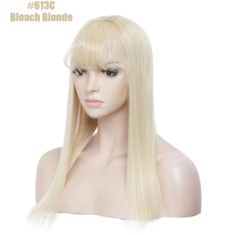 bleach blonde S-noilite 1" длинные прямые волосы для наращивания женщин поддельные заколки для волос в Синтетические накладные волосы кусок волос с взрыва реальные натуральные - Цвет: bleach blonde