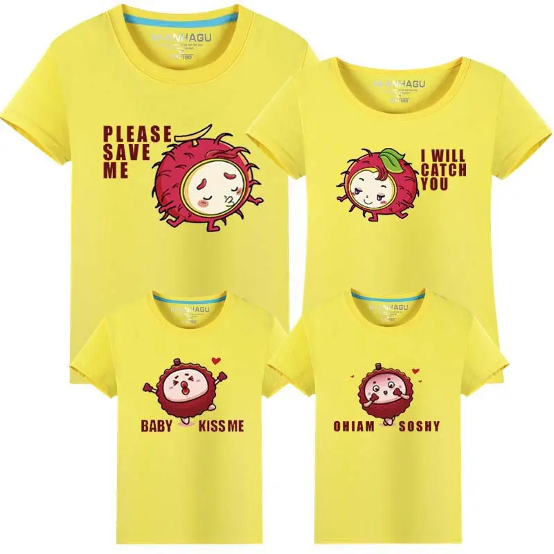 1 шт. однотонная хлопковая Футболка с принтом для матери и дочери | Мать ребенок