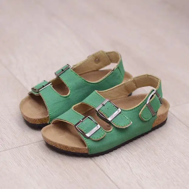 Kids Summer Shoes Girls Sandals Children Shoes Nubuck Leather Cork Beach Shoes Toddler Non-slip Boys School Sandal Solid Color