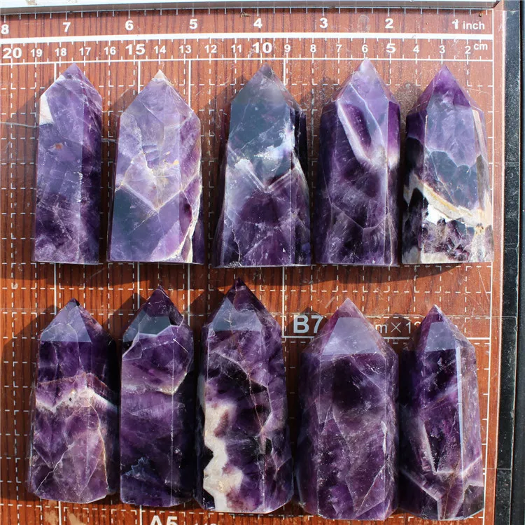 

1155g 10Pcs NATURAL Dream Amethyst QUARTZ CRYSTAL WAND POINT HEALING