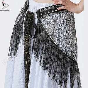 Платок женский для танца живота, треугольный, с кисточками