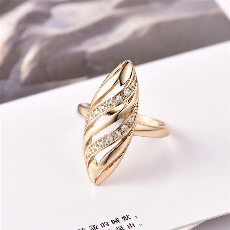 Женские свадебные кольца BUDONG золотого цвета с геометрическим рисунком в стиле