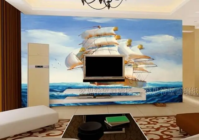 

Photo wallpaper 3D Ocean sailing corridor Hand Painted background wall dining room bedroom living room hotel wallpaper mural