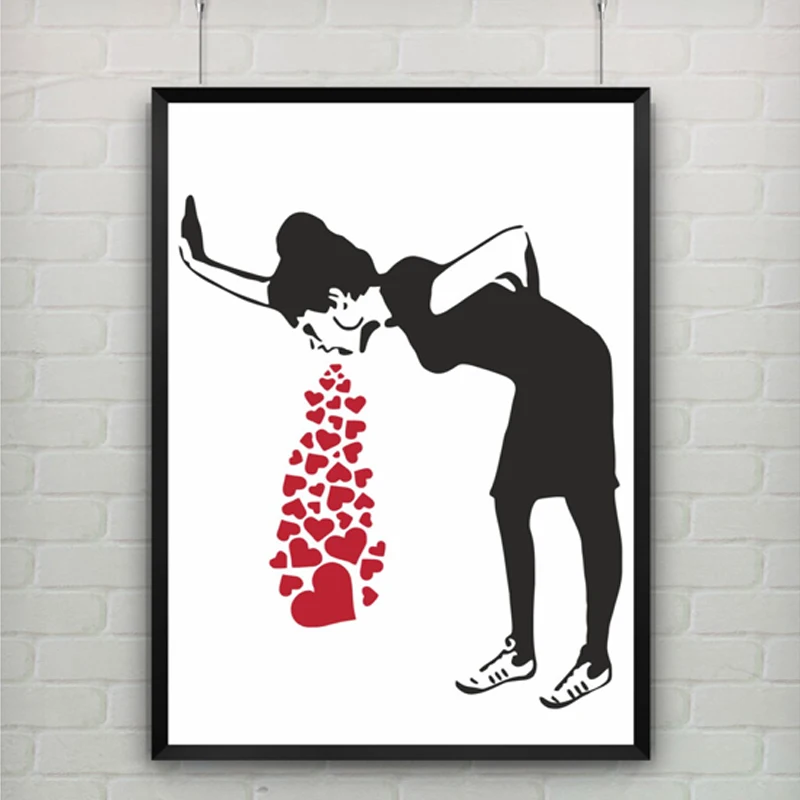 Искусство Love Sick by Banksy на стену холст современное искусство принт постер бар офис
