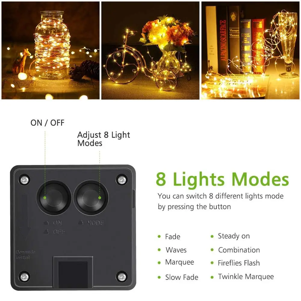 Outdoor Solar Light String Home 7M 12M 22M Garden Copper Wire Light String Fairy Outdoor Solar Powered Christmas Party Decor