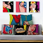 Смешной супер герой повседневной жизни чехол для подушки с принтом размером 45*45 см льняные наволочки диванных подушек Чехлы автомобиля дивана наволочка для домашнего декора