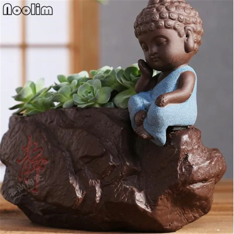 Ceramic Succulent Plants Container Creative Flower Pot Little Buddha Maid Purple Clay Home Decor Ornaments Tea Pet | Дом и сад