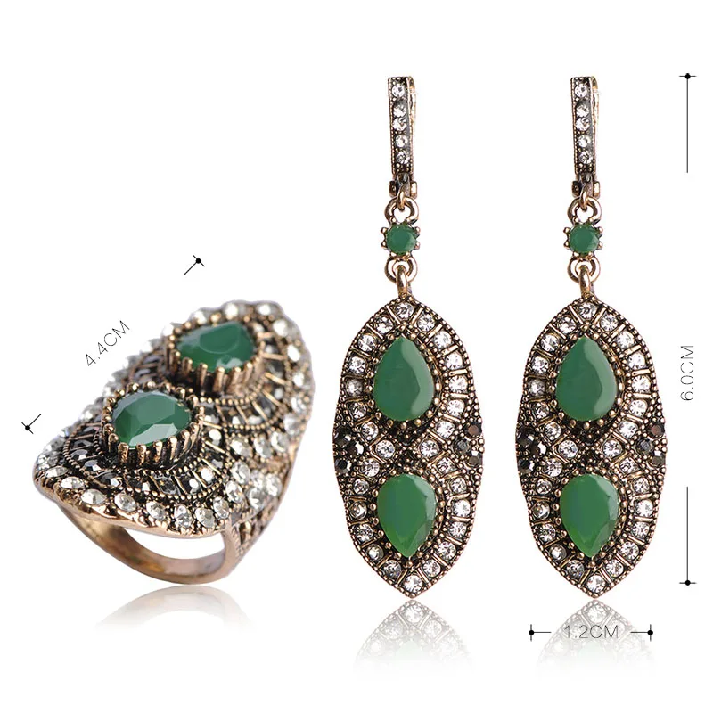 Цыганский Турецкий Винтаж Овальный Смола Ювелирные Наборы Серьги и Кольцо