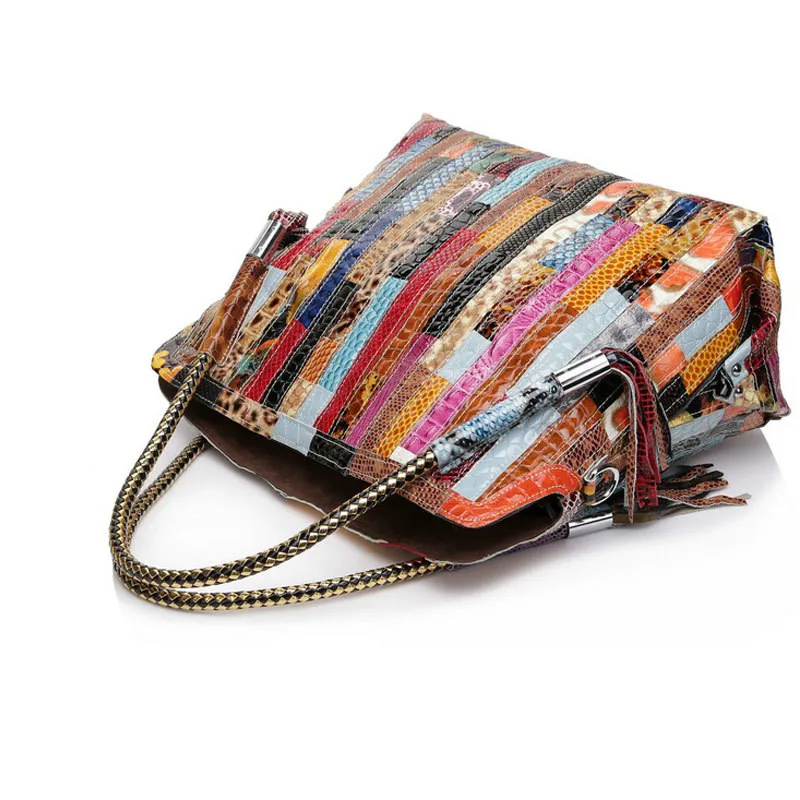 Женские сумки из натуральной кожи модные Лоскутные женские сумки-мессенджеры