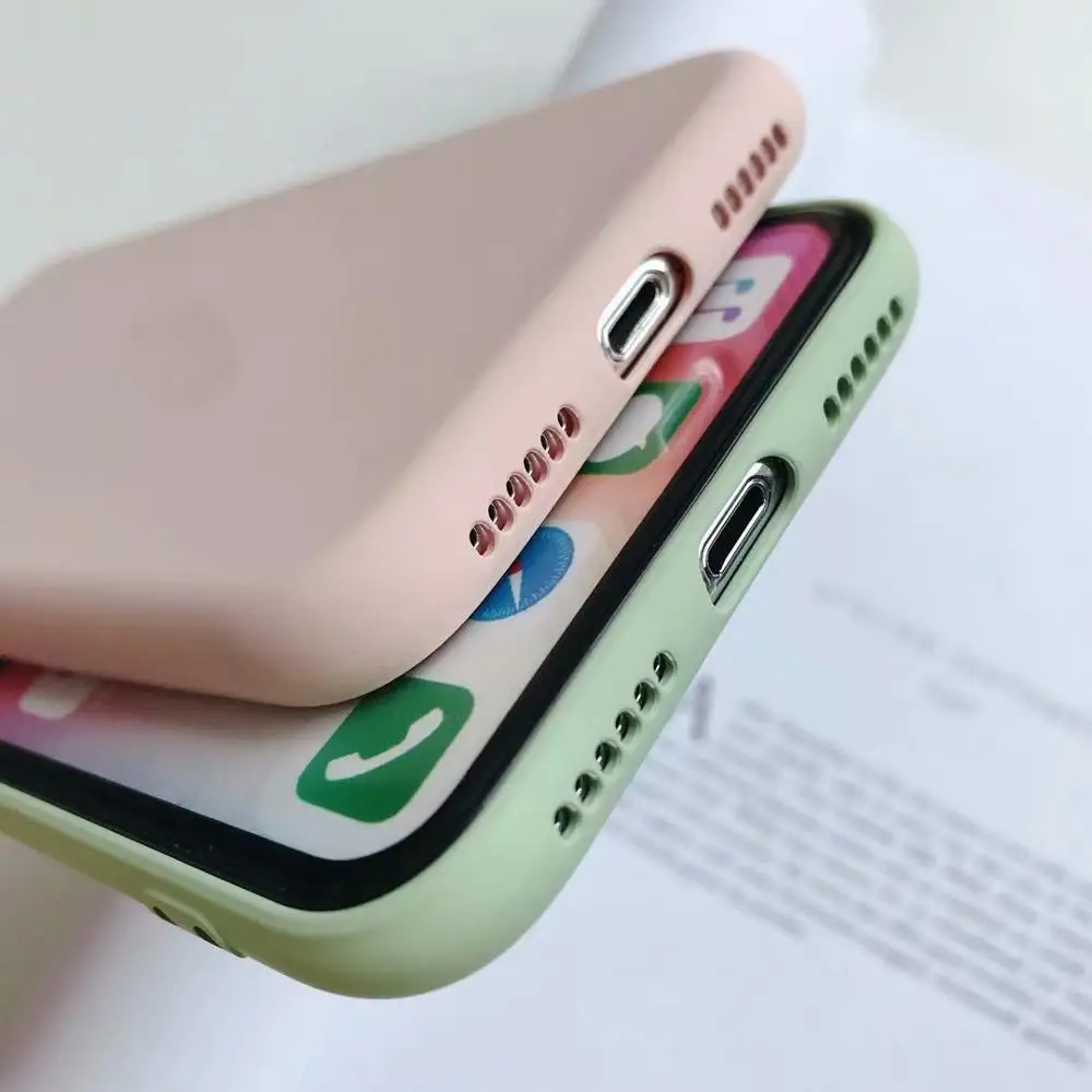 Оригинальный 360 Защитный чехол из ТПУ для iphone 6 7 8 plus жидкий силикон на ощупь Tpu X XS XR