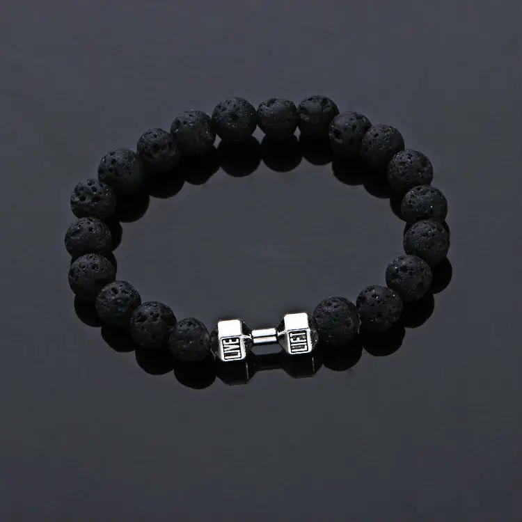 2017 унисекс черный вулканический камень браслет живой Лифт с гантелей