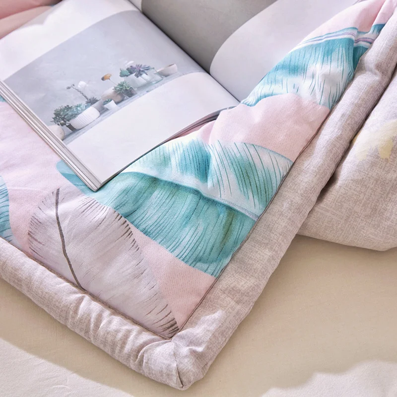 Reactive Printed Pink Color Comforter Sets Spring Summer Bed Linens 2/3 PC Twin Full Queen Size Kids Adult Girls Bedding | Дом и сад