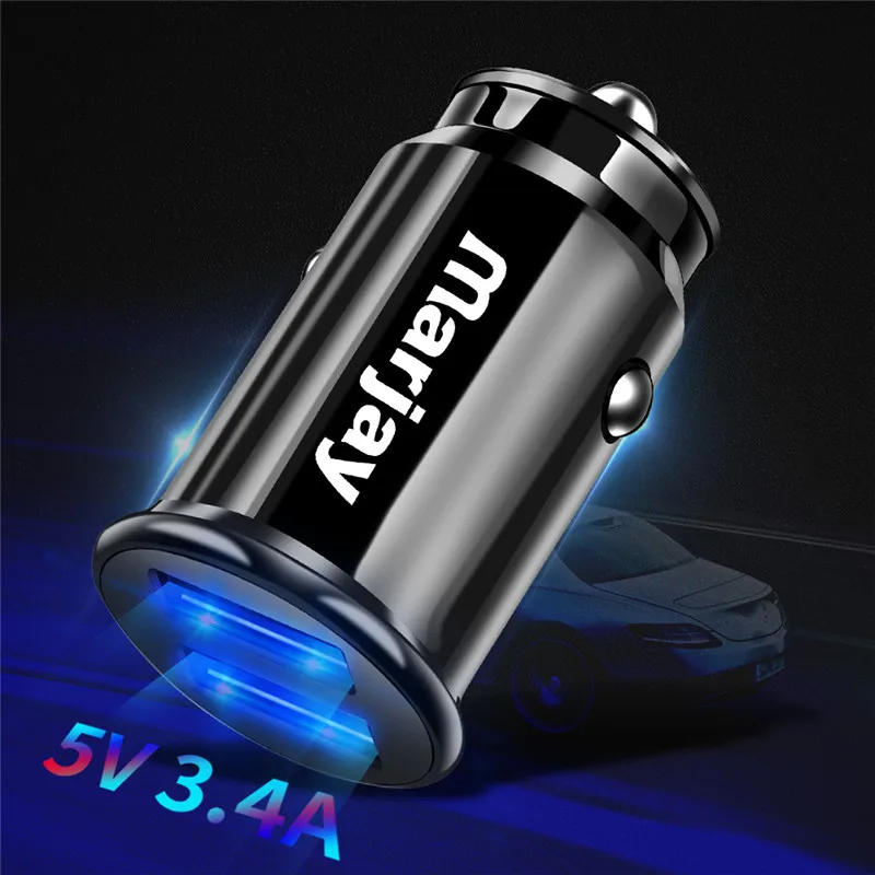 Black Marjay Красный USB Автомобильное зарядное устройство для iPhone X Xiaomi Redmi Note 7 samsung S10 Tablet Dual 3.4A быстрое зарядное устройство автомобильное зарядное устройство адаптер в автомобиль - Тип штекера: Black