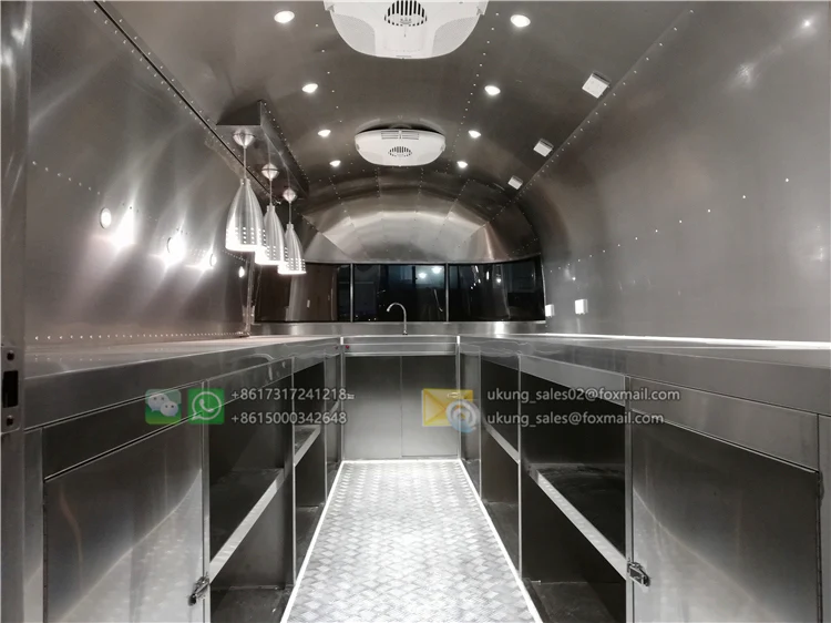 UKUNG 2-го поколения airstream трейлер питание Мобильная еда грузовик фаст-фуд Караван Трейлер Хот дог мороженое тележка