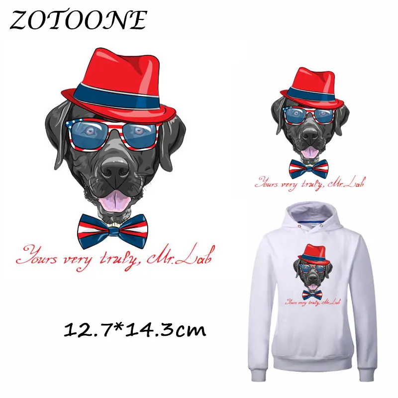 

ZOTOONE Heat Transfer Clothes Stickers Gentleman Dog Patches for T Shirt Jeans Iron-on Transfers DIY Applique Clothes Parches C