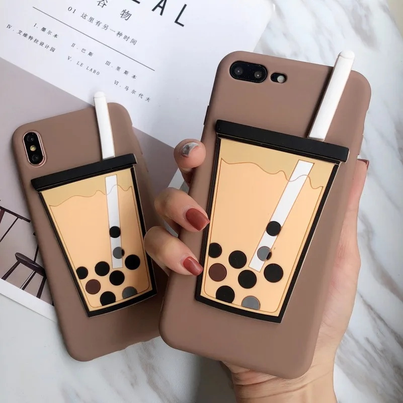 Для Apple iPhone 7 Plus X XR XS Max чехол Забавный молочный шарик чайный напиток бутылка
