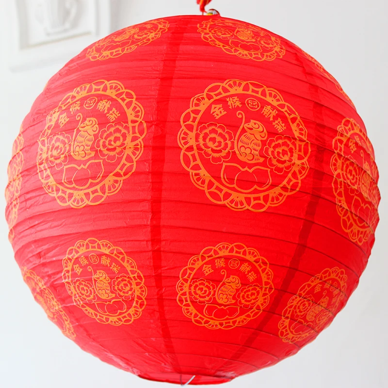 round lantern 12 Новые 40 см печати узор листьев лотоса Бумага Фонари декоративный шар фестиваль Китайский Бумага Фонари s Свадебная вечеринка Декор поставки - Цвет: round lantern 12