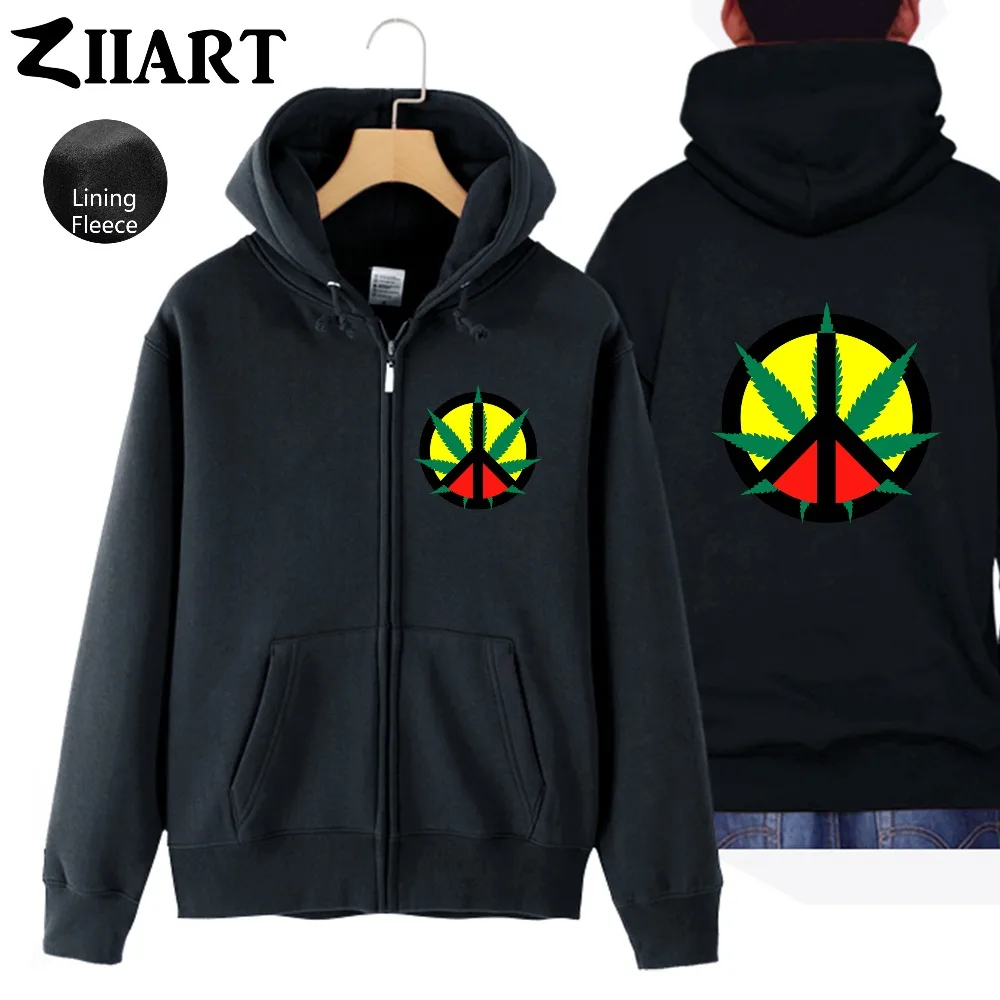Знак мира reggae Regge Rasta растительные листья Jamaica парная одежда для женщин на молнии с