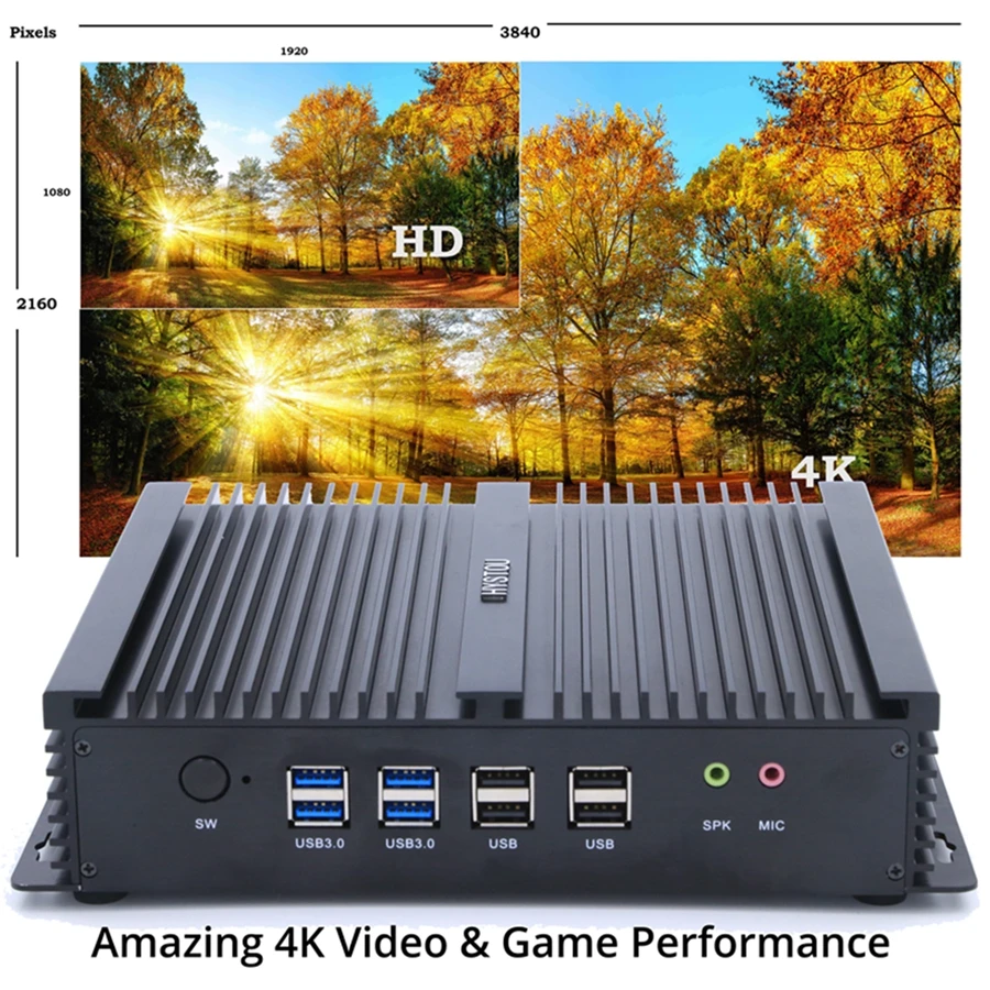 I5 мини ПК 2 lan HDMI безвентиляторный промышленный компьютер 5gen i7 5550U i5 4200U двухдиапазонный wifi 2RS232 COM