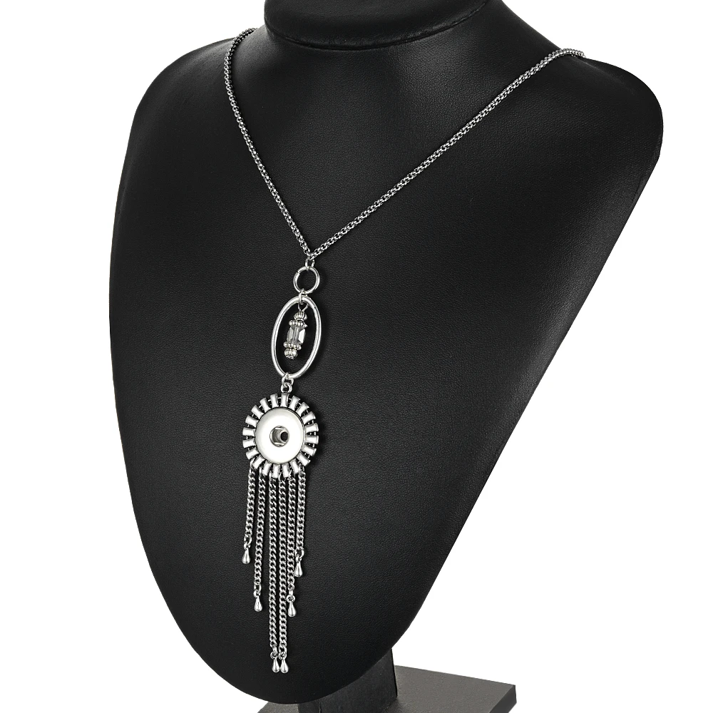 Tassel Pendant Цепочки и ожерелья подходит 18 мм Gingersnaps с 80 см Нержавеющая сталь цепи NN