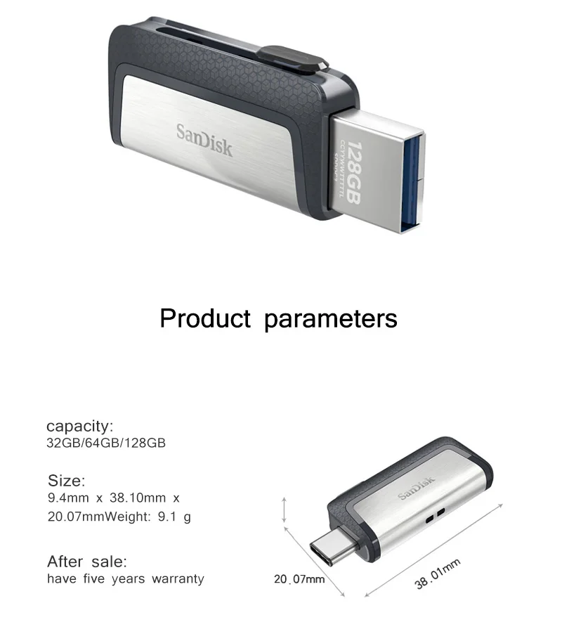 SanDisk USB флешка 3,1 128 Гб карта памяти 64 ГБ флеш-накопитель двойной накопитель OTG type-C карта памяти U диск Mini USB 32 Гб